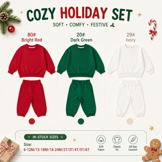 Wholesale kids sweatsuit available stock sizes and color options for dropshipping