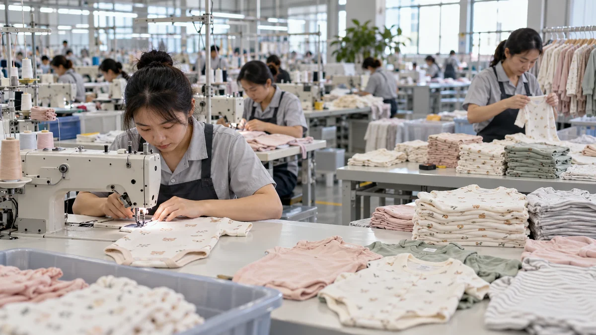 Baby apparel production line manufacturing an approved private label collection