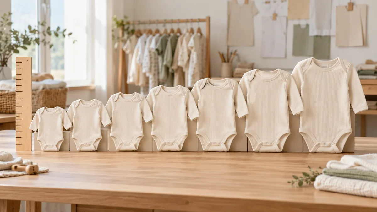Baby garment sizing comparison based on height and age ranges