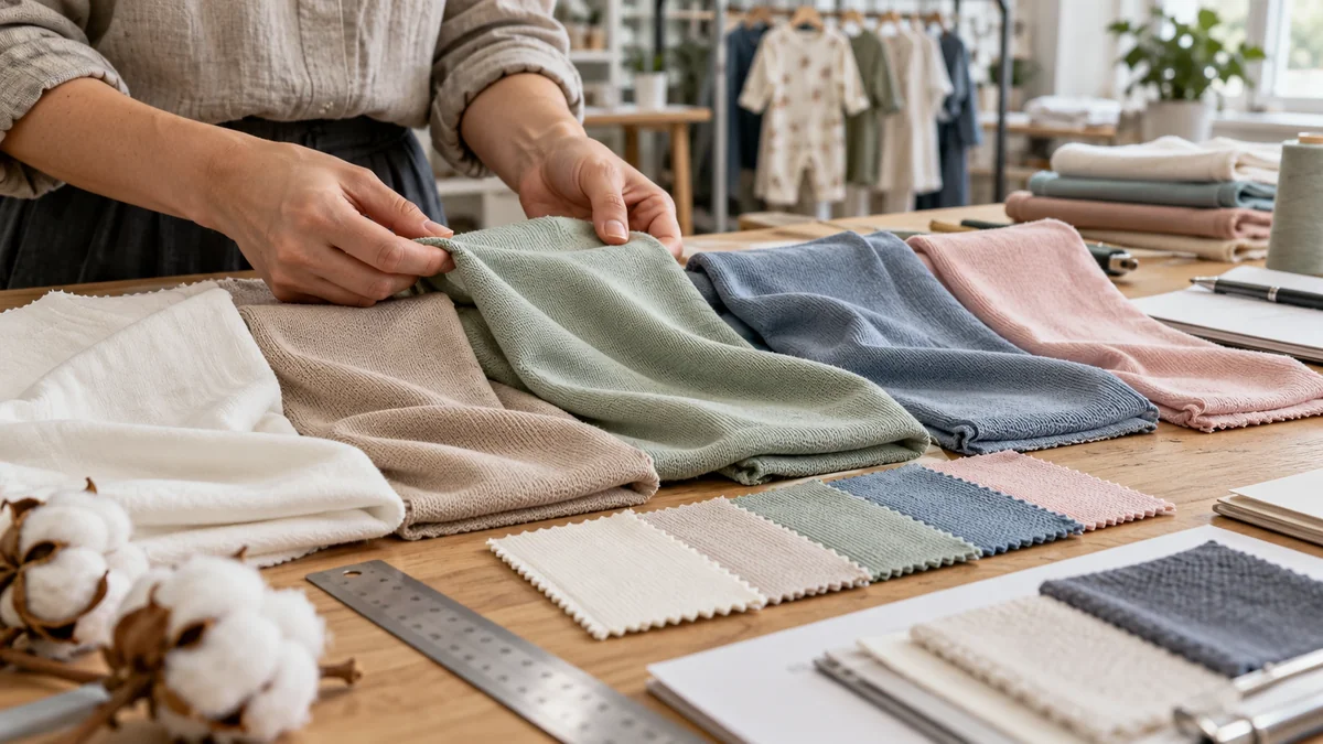Cotton viscose made from bamboo and modal fabric swatches for kids pajama development