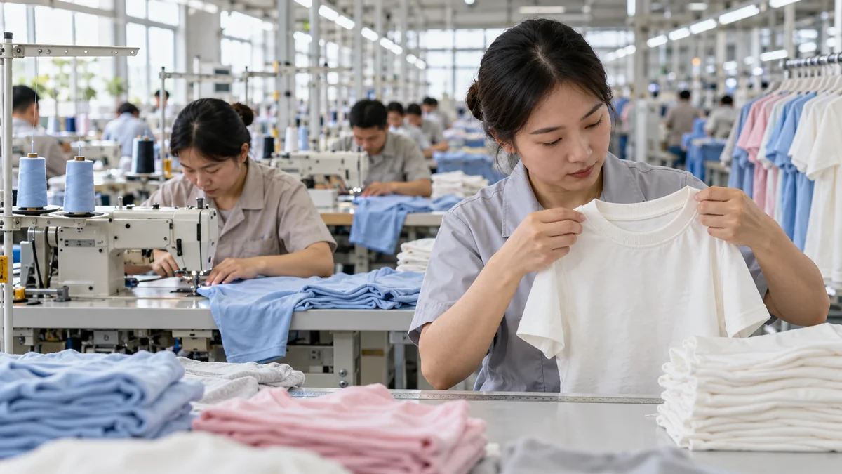 Children’s T-shirts undergoing measurement and sewing quality inspection
