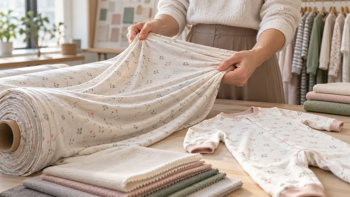 Stretch knit viscose made from bamboo prepared for baby sleepwear production